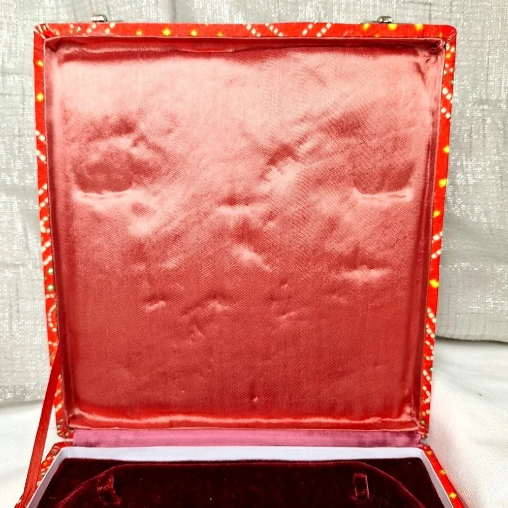 2 Vintage Velvet Lined Jewelry Set Suite Boxes Necklace Earrings Bracelet India
